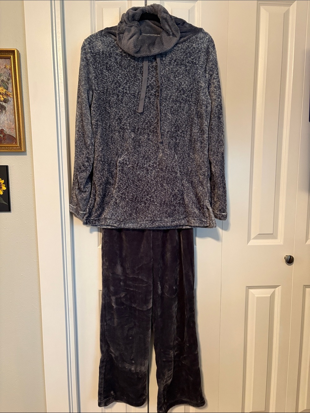 Plush Heathered Gray Cowl Neck Pullover  Lounge Wear